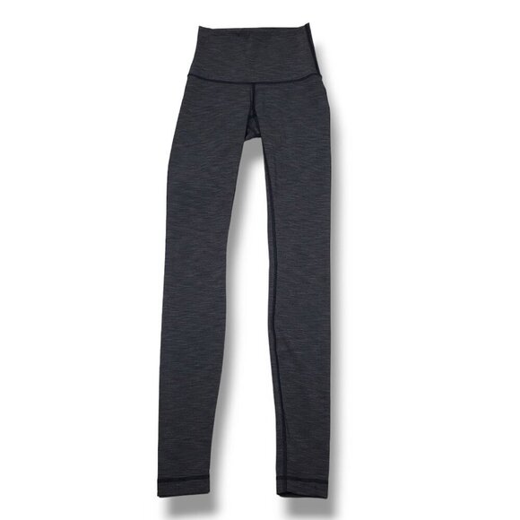 Lululemon Wunder Under Full Length Leggings Womens 2 Heather Black Space-dye - Picture 1 of 6